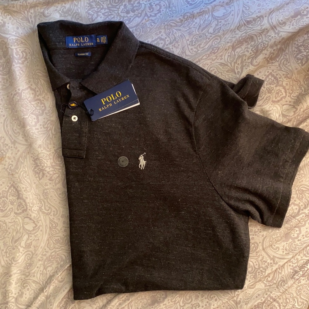 Black short sleeve polo Ralph Lauren classic fit XL NWT retail $85 thick